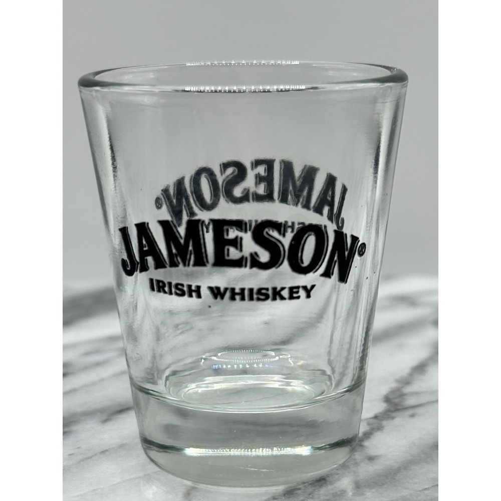 Jameson Irish Whiskey Shot Glass Barware Logo Heavy Base Clear Glass